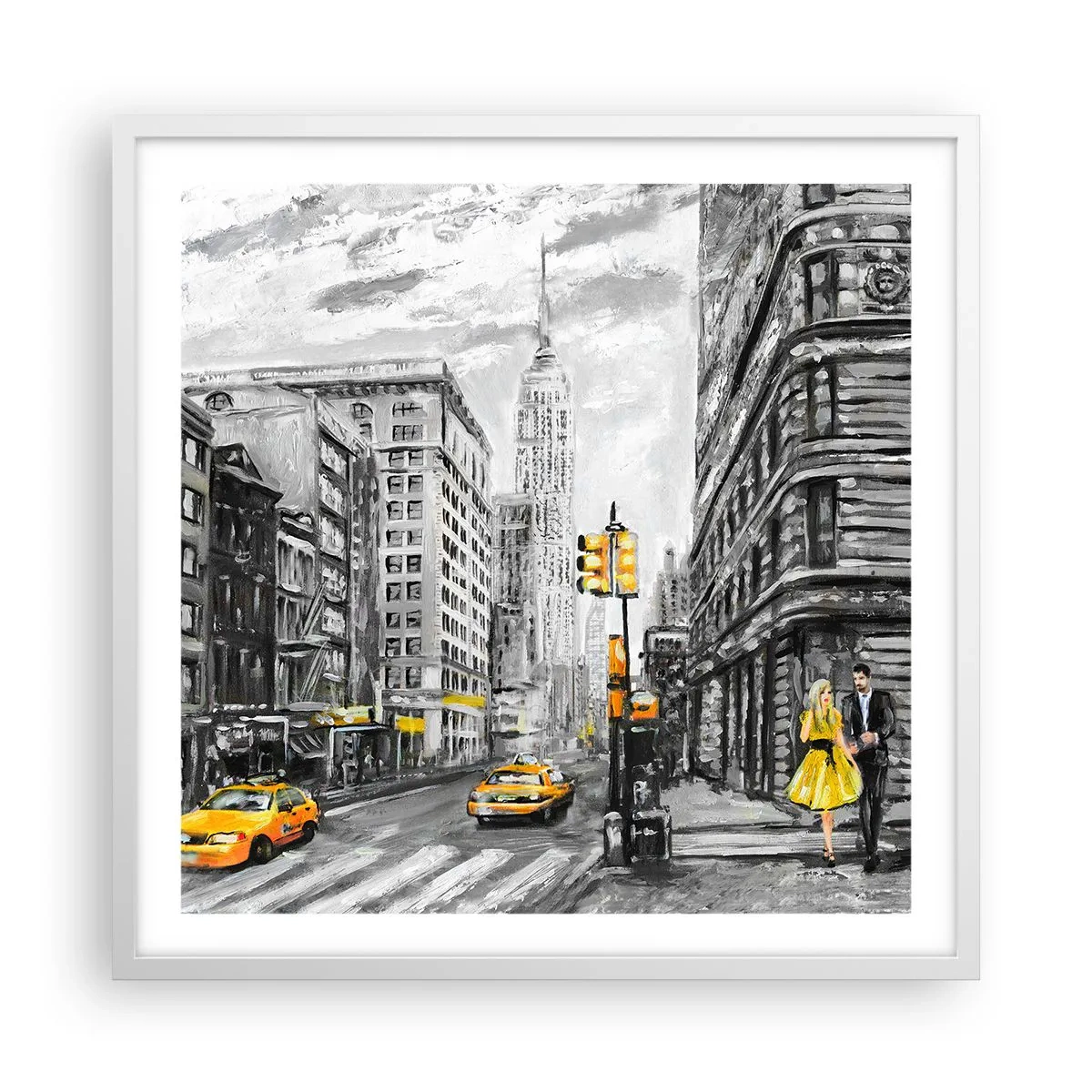 Affisch i vit ram - New York berättelse - 60x60 cm