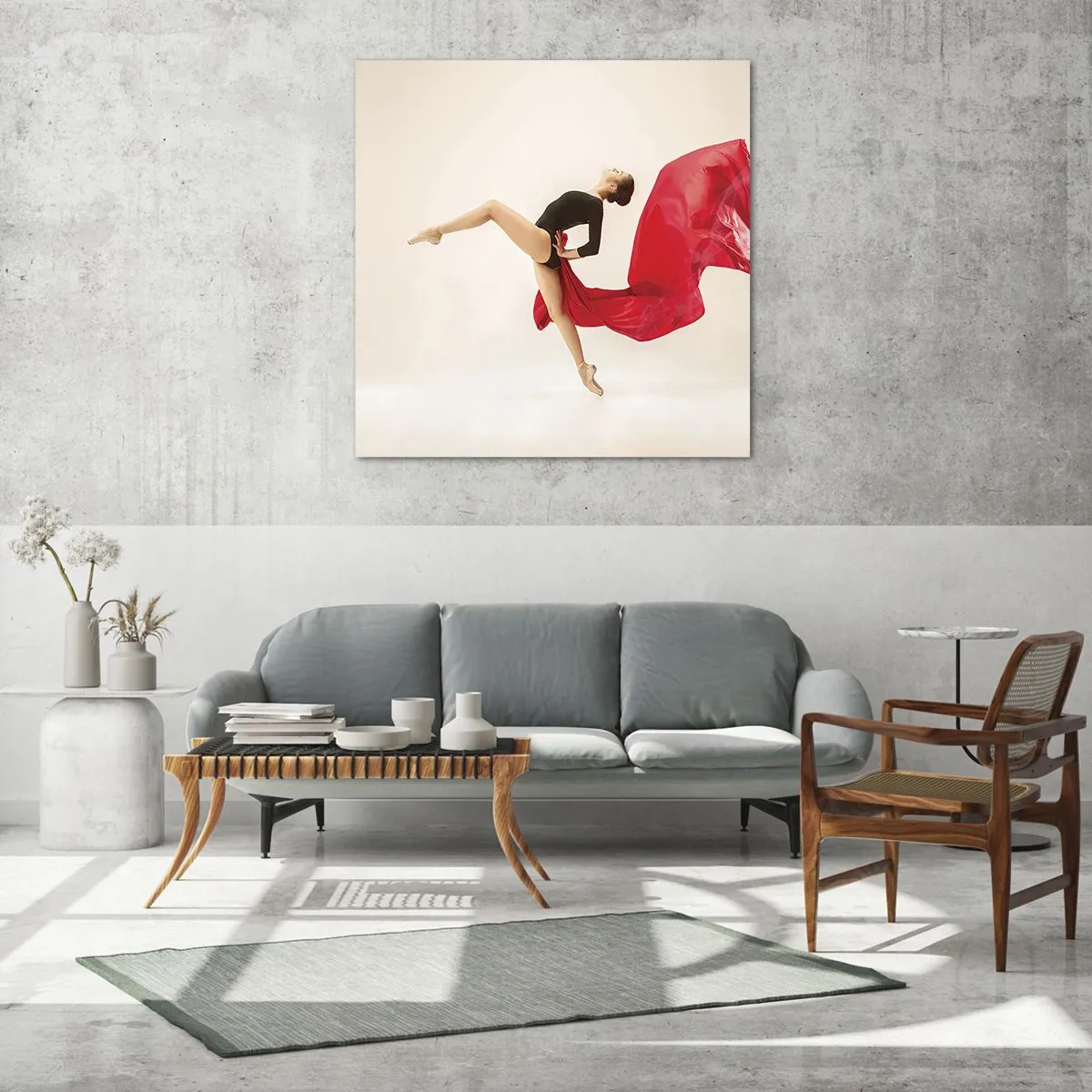 Glastavla - Bild på glas - Röd och svart - 70x70 cm