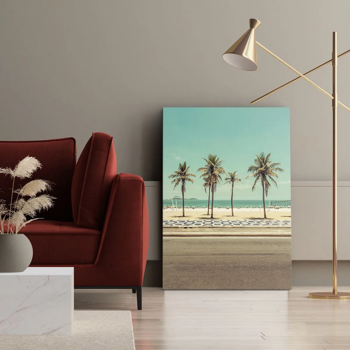 Canvastavla - Bild på duk - På stranden - 45x80 cm