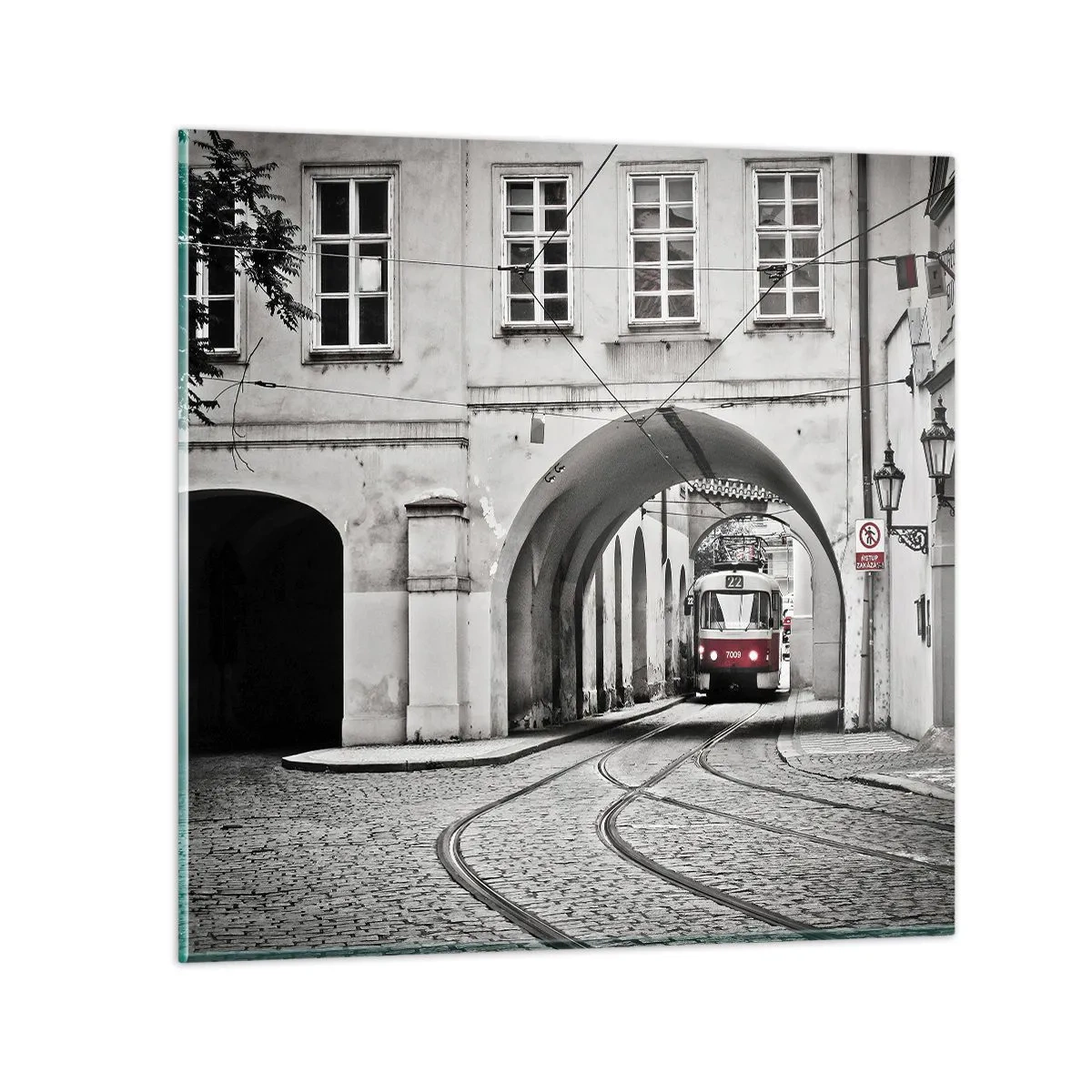 Glastavla - Bild på glas - Genom stadens labyrint - 60x60 cm