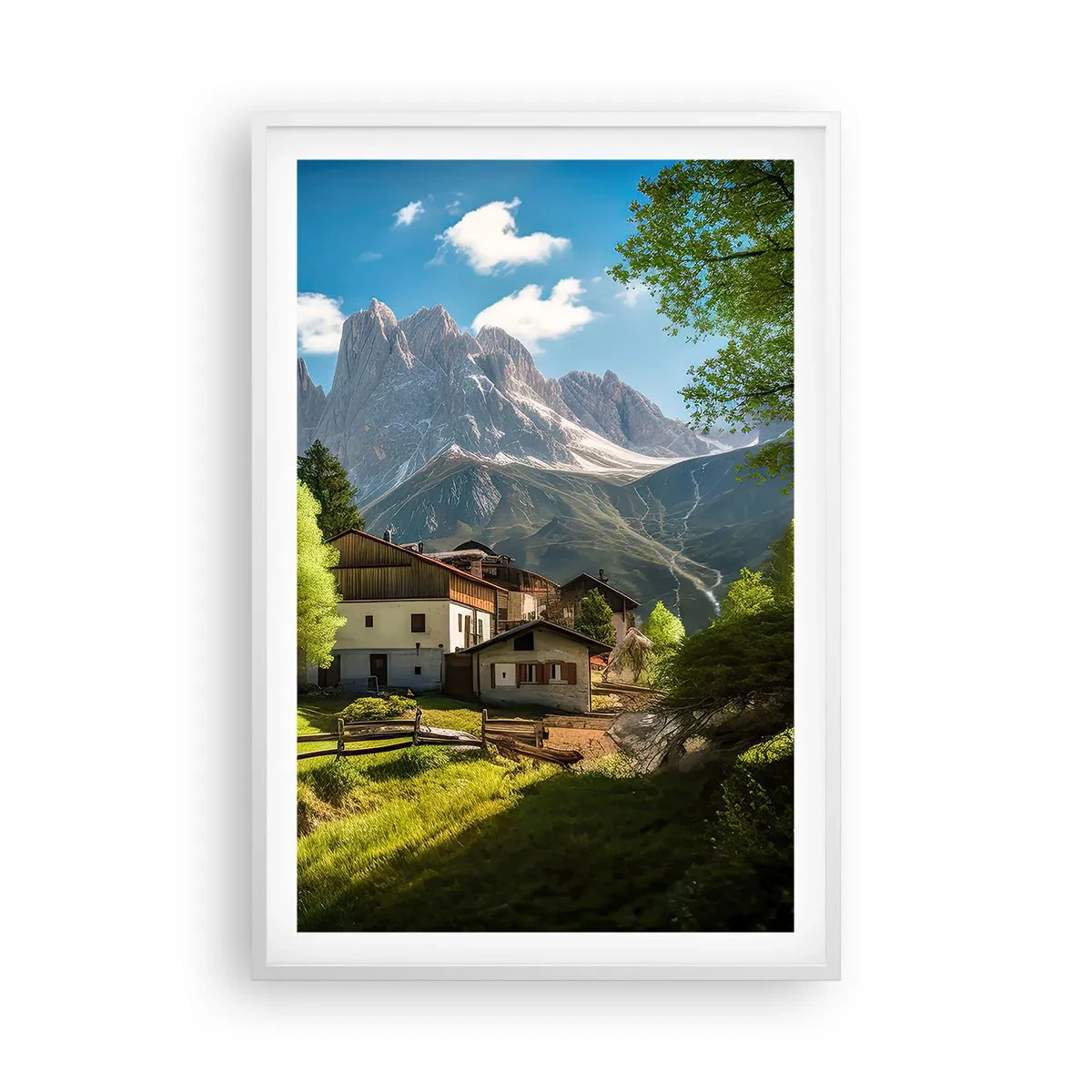 Affisch i vit ram - Alpin idyll - 61x91 cm