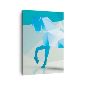 Canvastavla - Bild på duk - Geometrisk häst i turkos - 50x70 cm