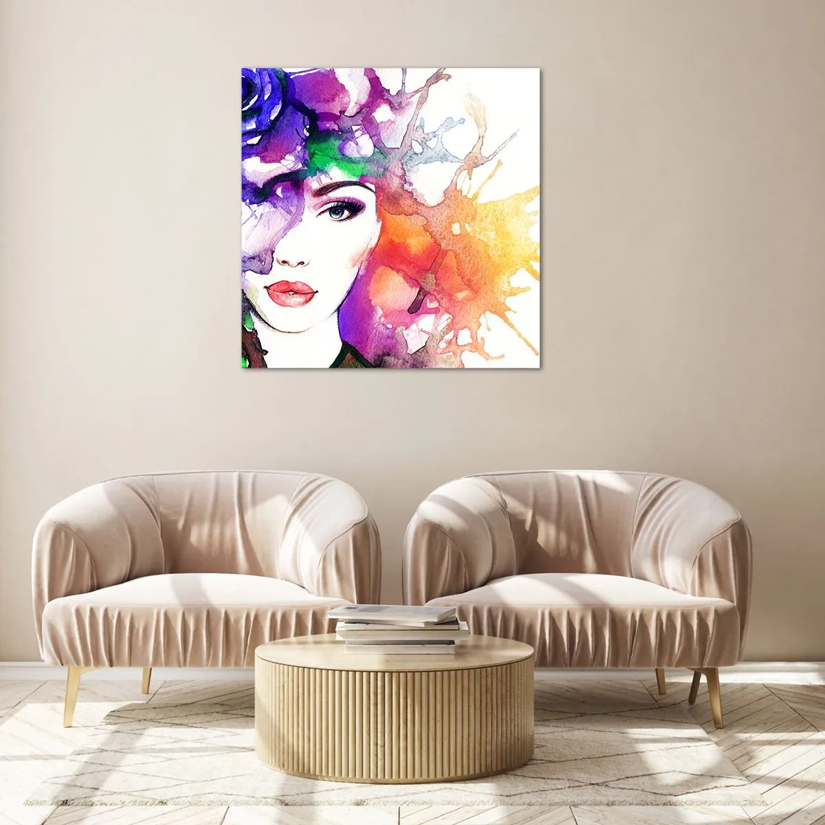 Glastavla - Bild på glas - Med huvudet i himlen - 70x70 cm