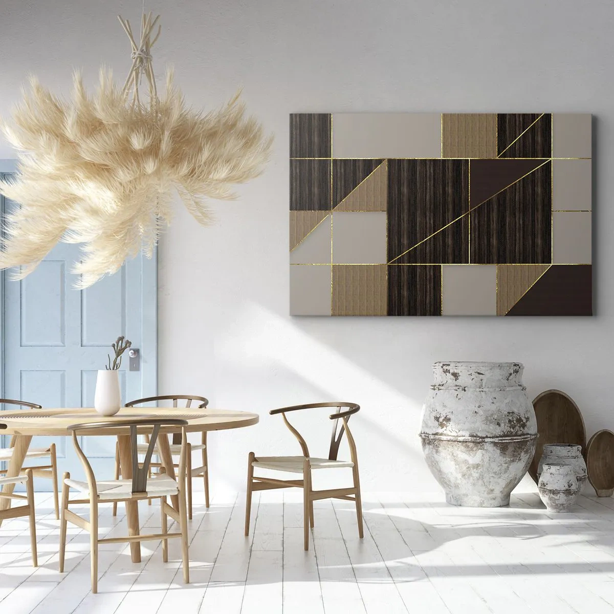 Canvastavla - Bild på duk - Mosaik av brun och guld - 120x80 cm