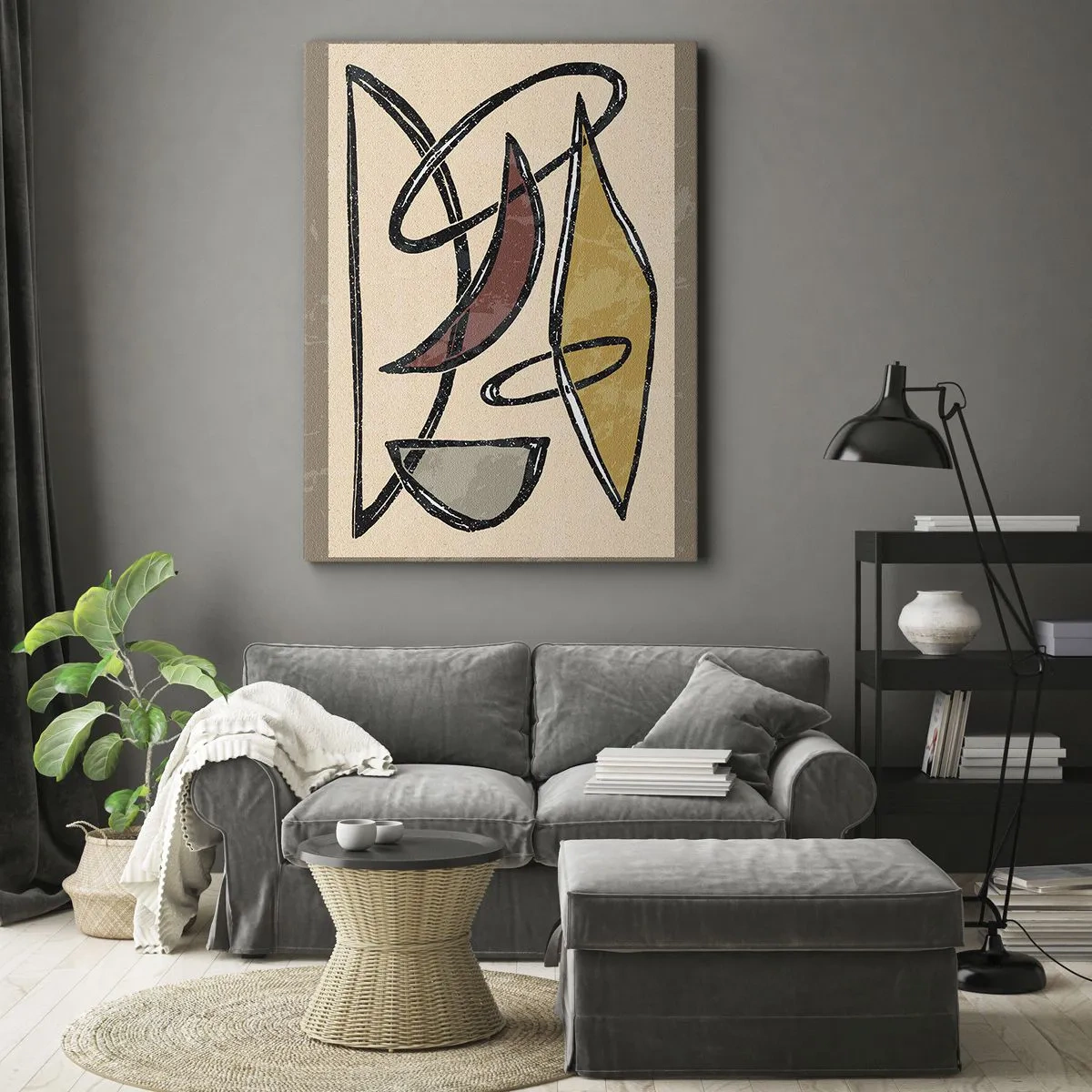 Canvastavla - Bild på duk - Komposition - bågar och ovaler - 45x80 cm