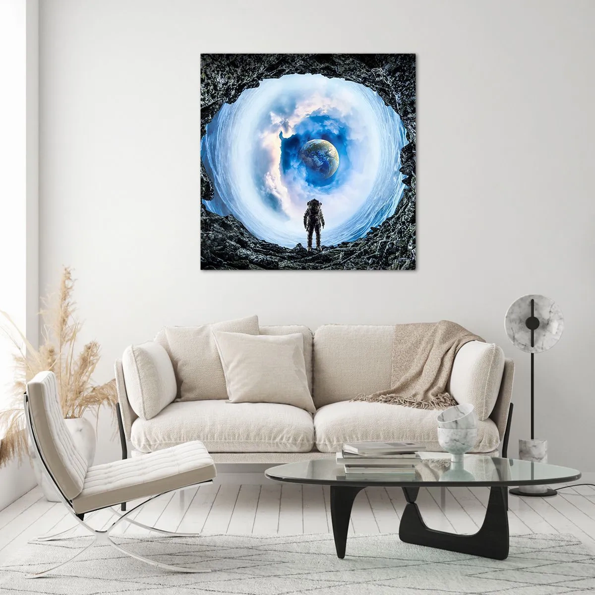 Glastavla - Bild på glas - Det är inte långt kvar hem - 70x70 cm