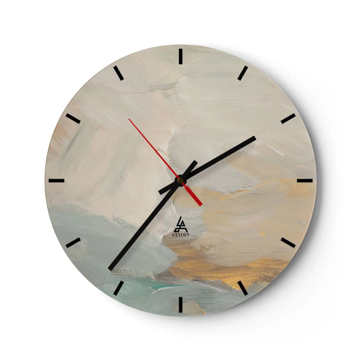 Väggklocka - Klocka på glas - Abstraktion - ett land av mildhet - 40x40 cm