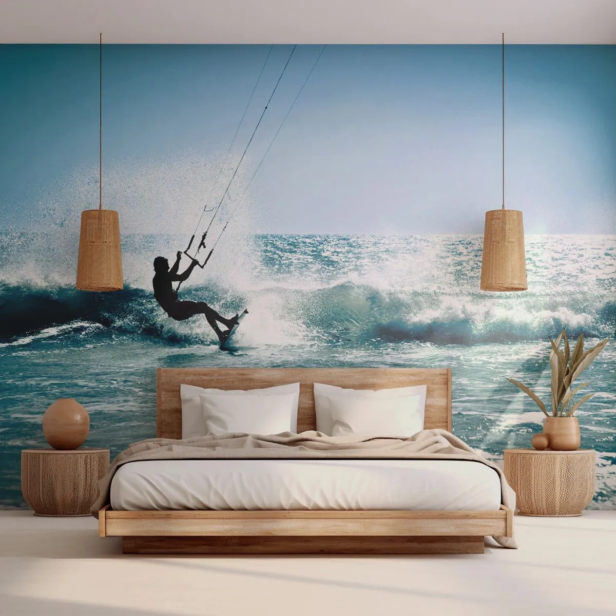 Fototapet Premium Sand - Ge upp för vinden - Sport, Kitesurfing, Hav - 100x70 cm