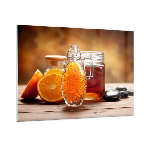 Glastavla - Bild på glas - Soliga smaker och aromer - 100x70 cm