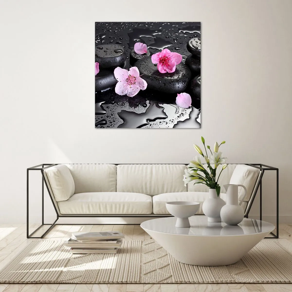 Glastavla - Bild på glas - Så faller en sten från hjärtat - 70x70 cm