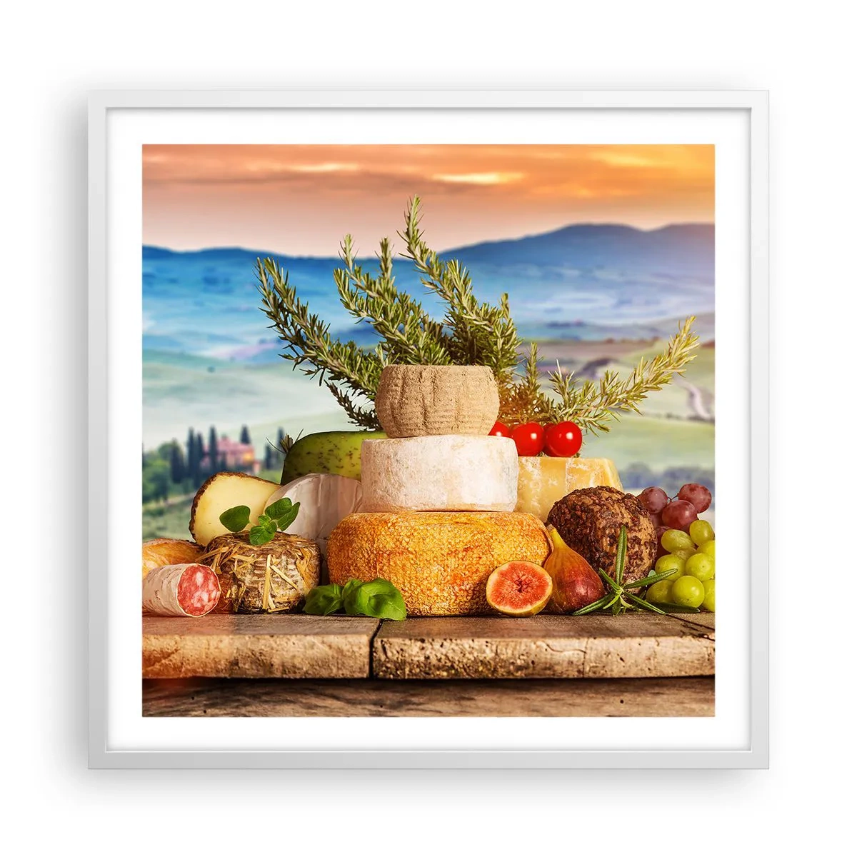 Affisch i vit ram - Italiensk livsglädje - 60x60 cm