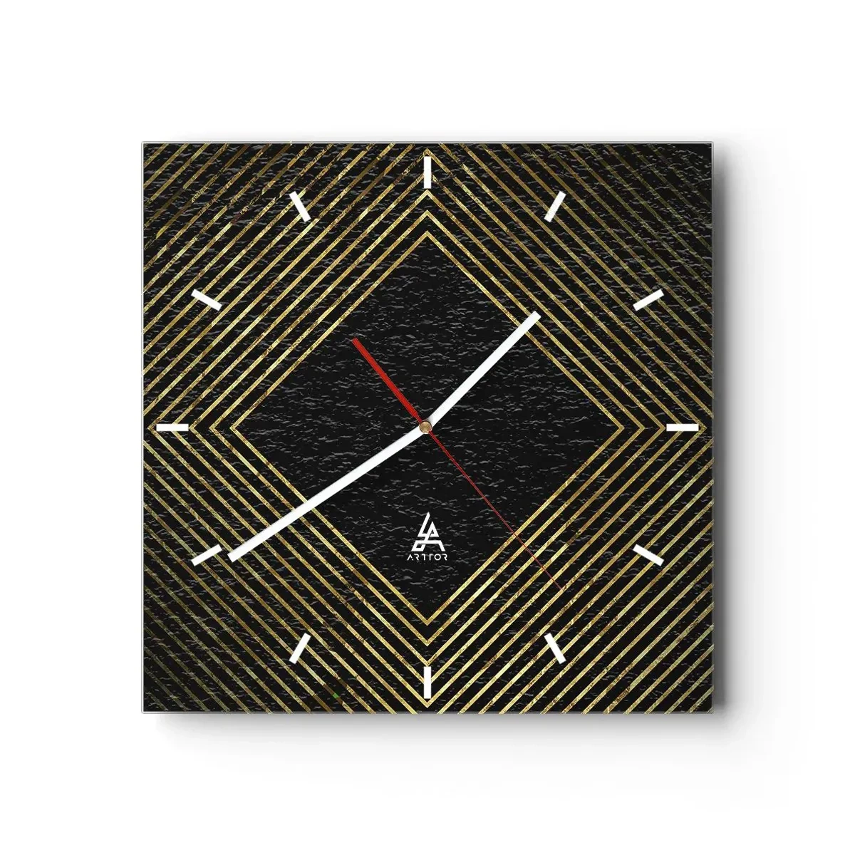 Väggklocka - Klocka på glas - Geometri i glamourstil - 40x40 cm