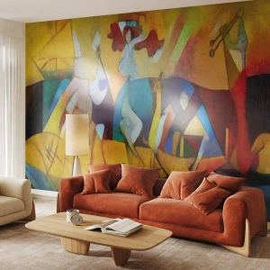Fototapet Premium Sand - Sol - liv -glädje - Djur, Afrika, Kubism - 100x70 cm