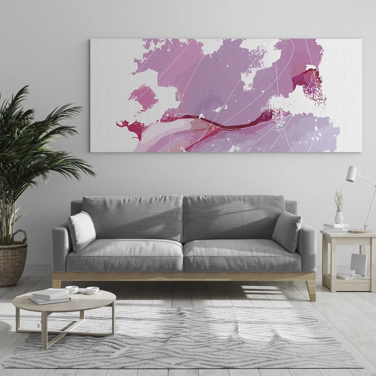 Glastavla - Bild på glas - Karta över en rosa värld - 100x40 cm
