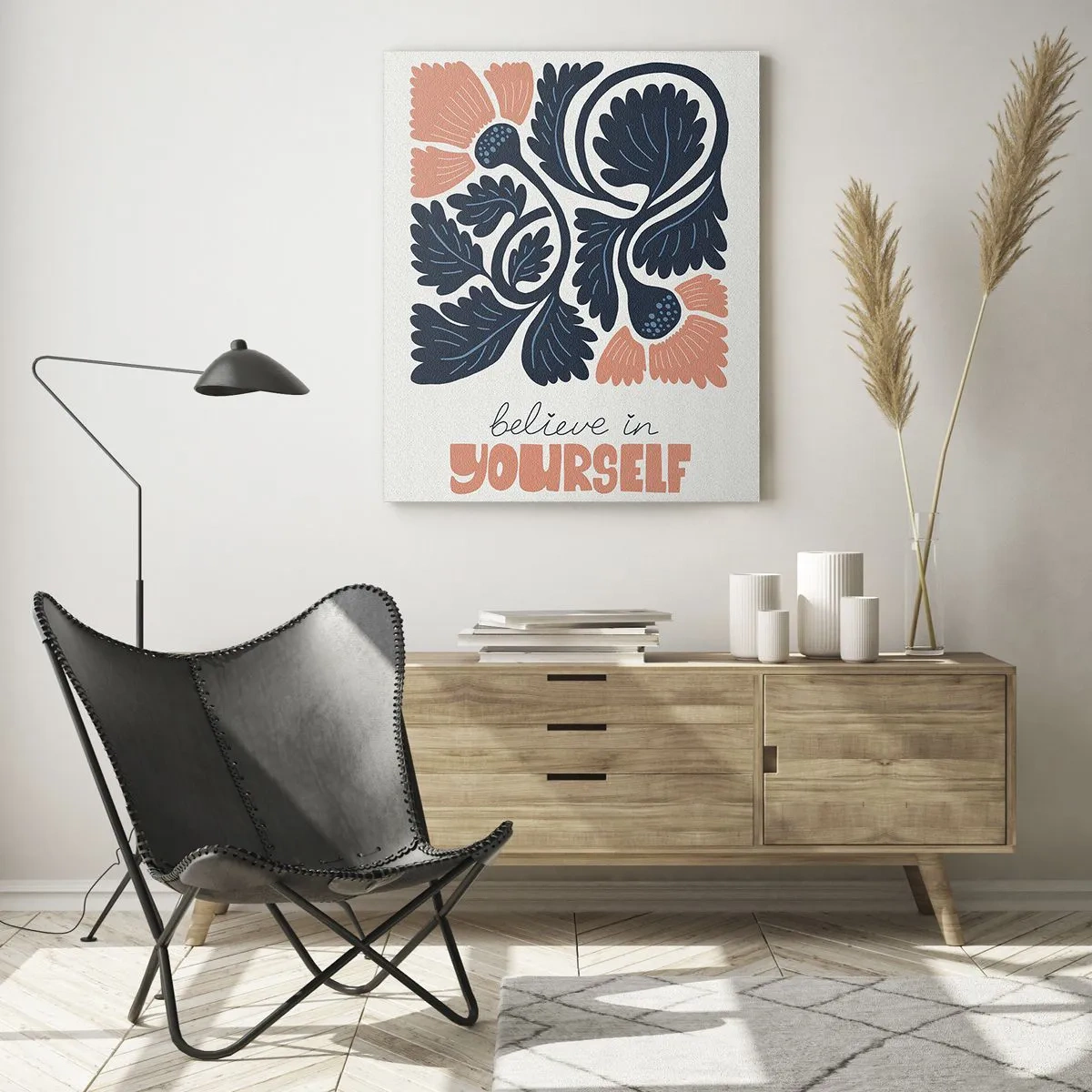 Glastavla - Bild på glas - Blomma du också - 50x70 cm
