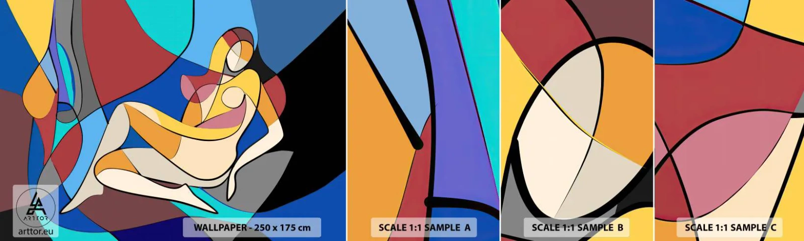 Fototapet Prov Standard Eco - Kubistisk nakenbild - Kubism, Modern, Kvinna - 100x30 cm