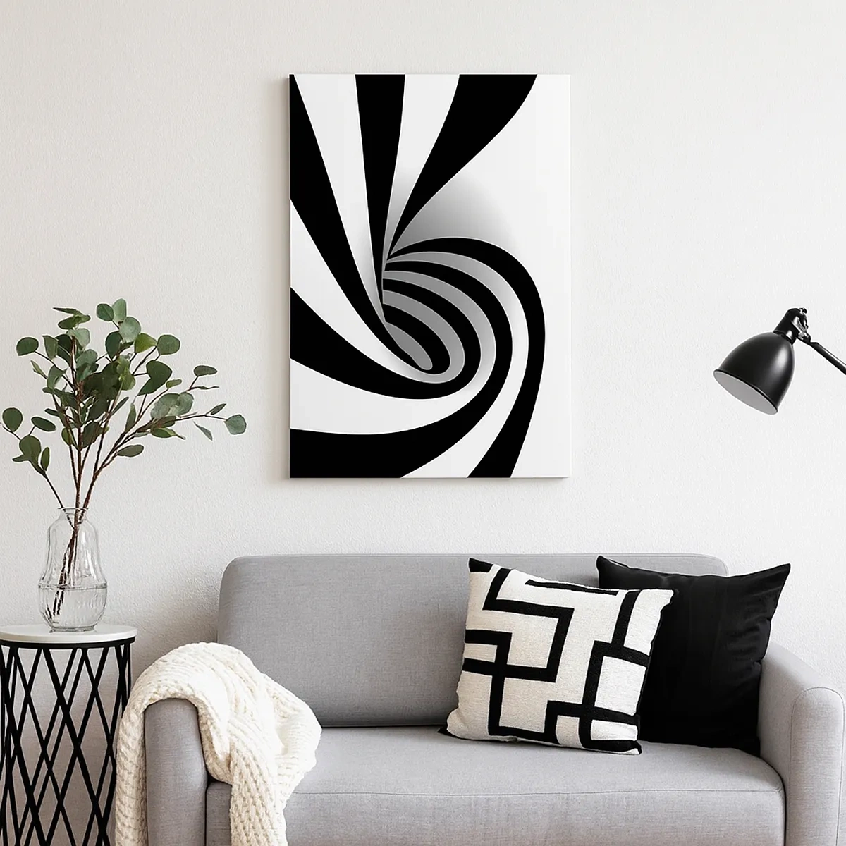 Canvastavla - Bild på duk - Roterande svart-vit - 50x70 cm