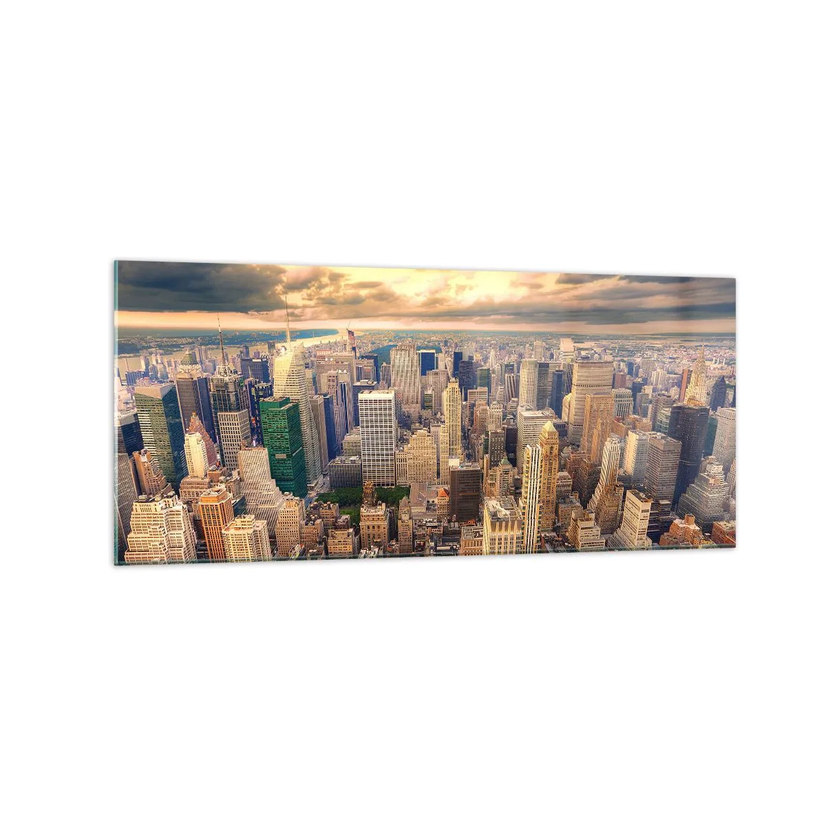 Glastavla - Bild på glas - Förgylld metropolis - 120x50 cm