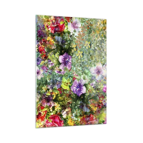 Glastavla - Bild på glas - Ta en dopp i blommorna - 50x70 cm