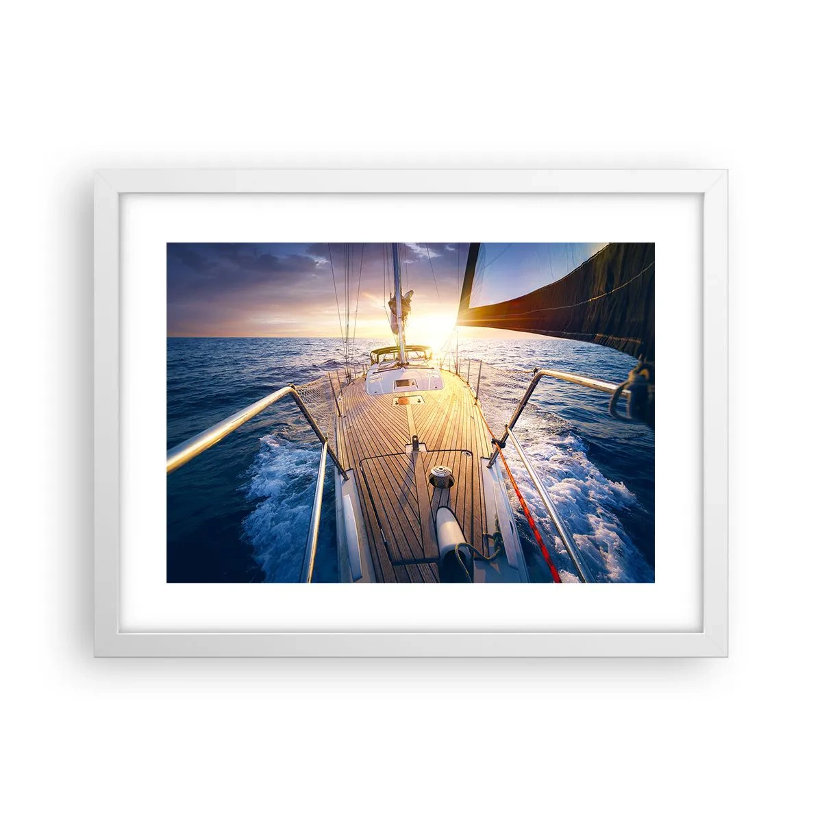 Affisch i vit ram - Springa på vågorna - 40x30 cm