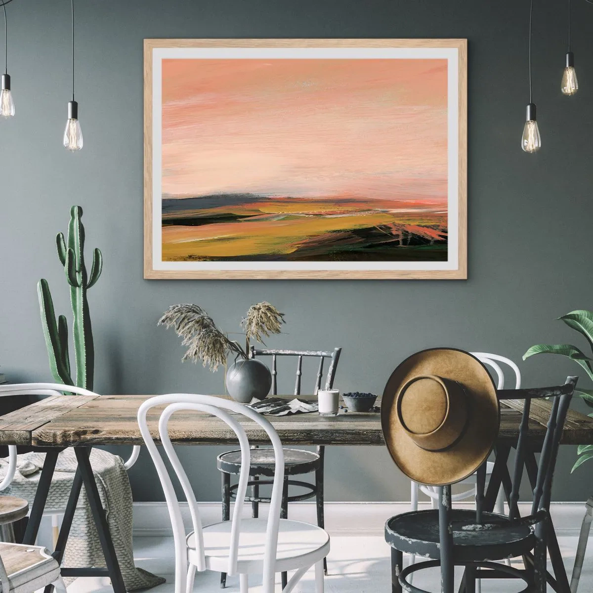 Affisch i ram av ljusek - I rosa - 70x50 cm