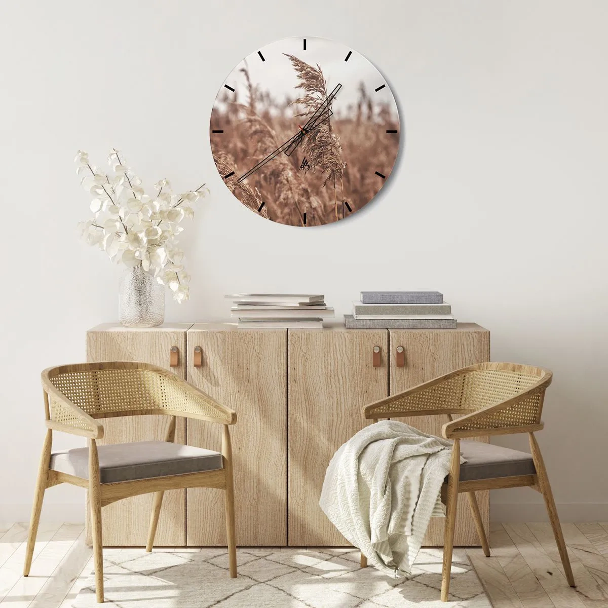 Väggklocka - Klocka på glas - Hösten är framme på åkrarna - 40x40 cm