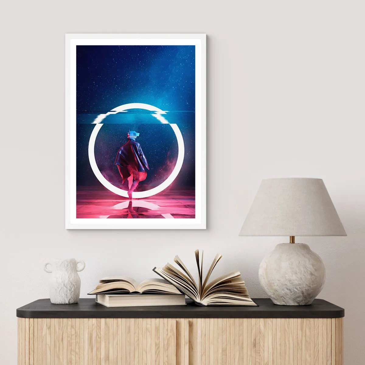 Affisch i vit ram - Mellan världar - 50x70 cm