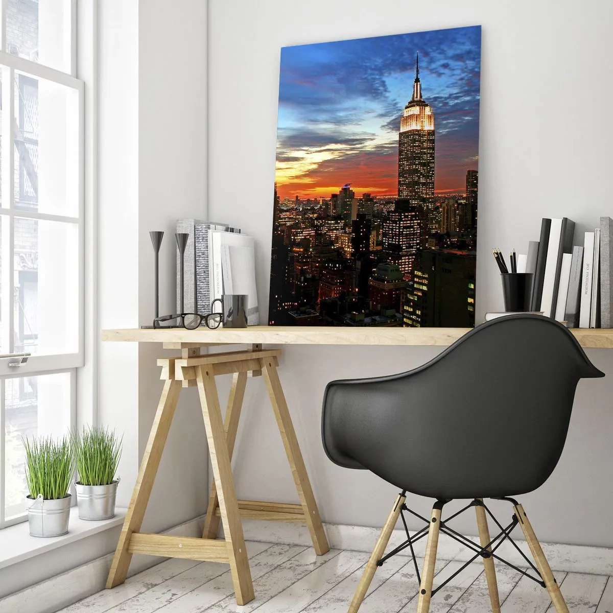 Glastavla - Bild på glas - Amerikansk ljus natt - 50x70 cm