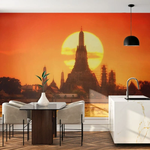 Självhäftande Fototapet Deluxe Sticker - Mot solen, alltid mot solen - Bangkok, Gryningens tempel, Thailand - 100x70 cm