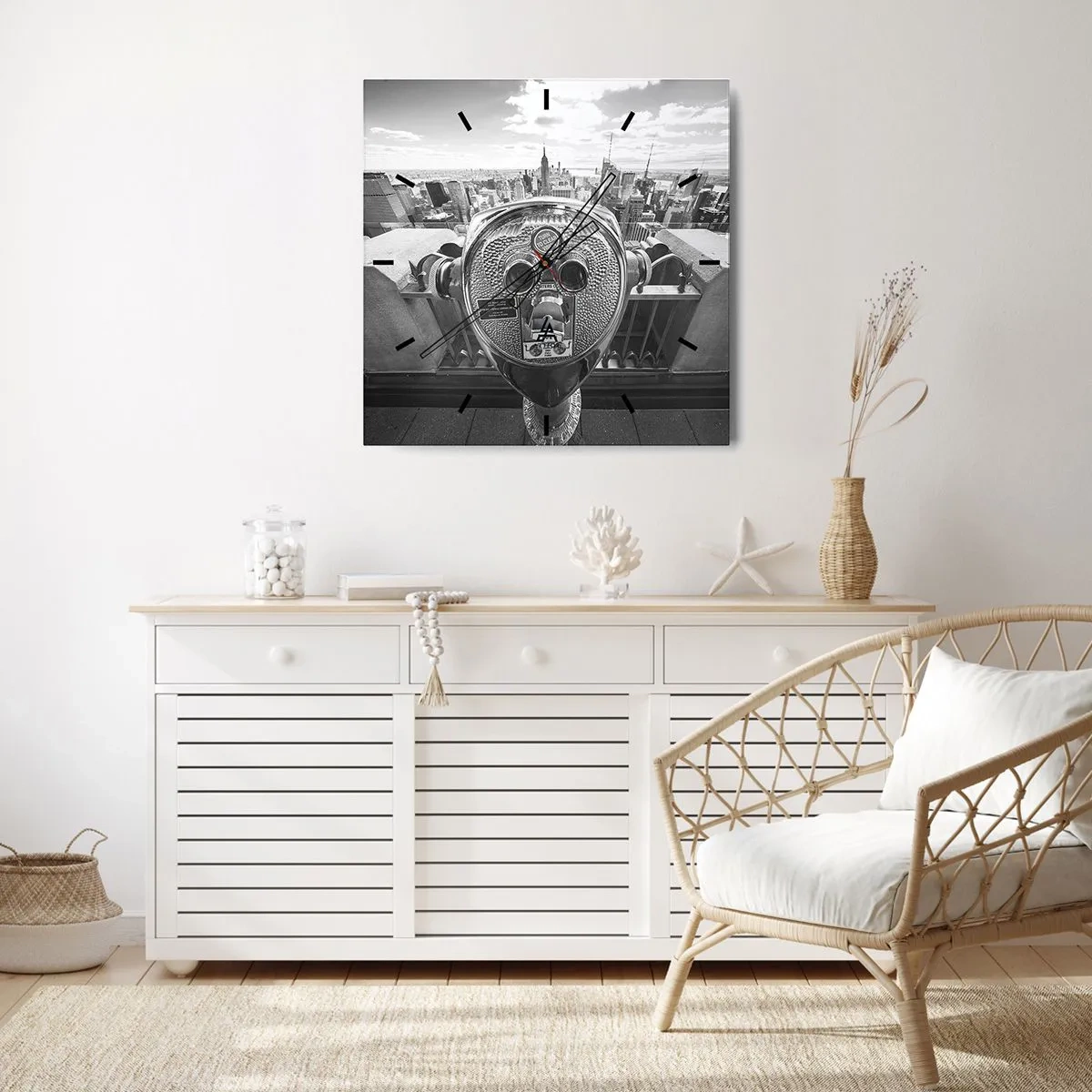 Väggklocka - Klocka på glas - Stad över städerna - 30x30 cm