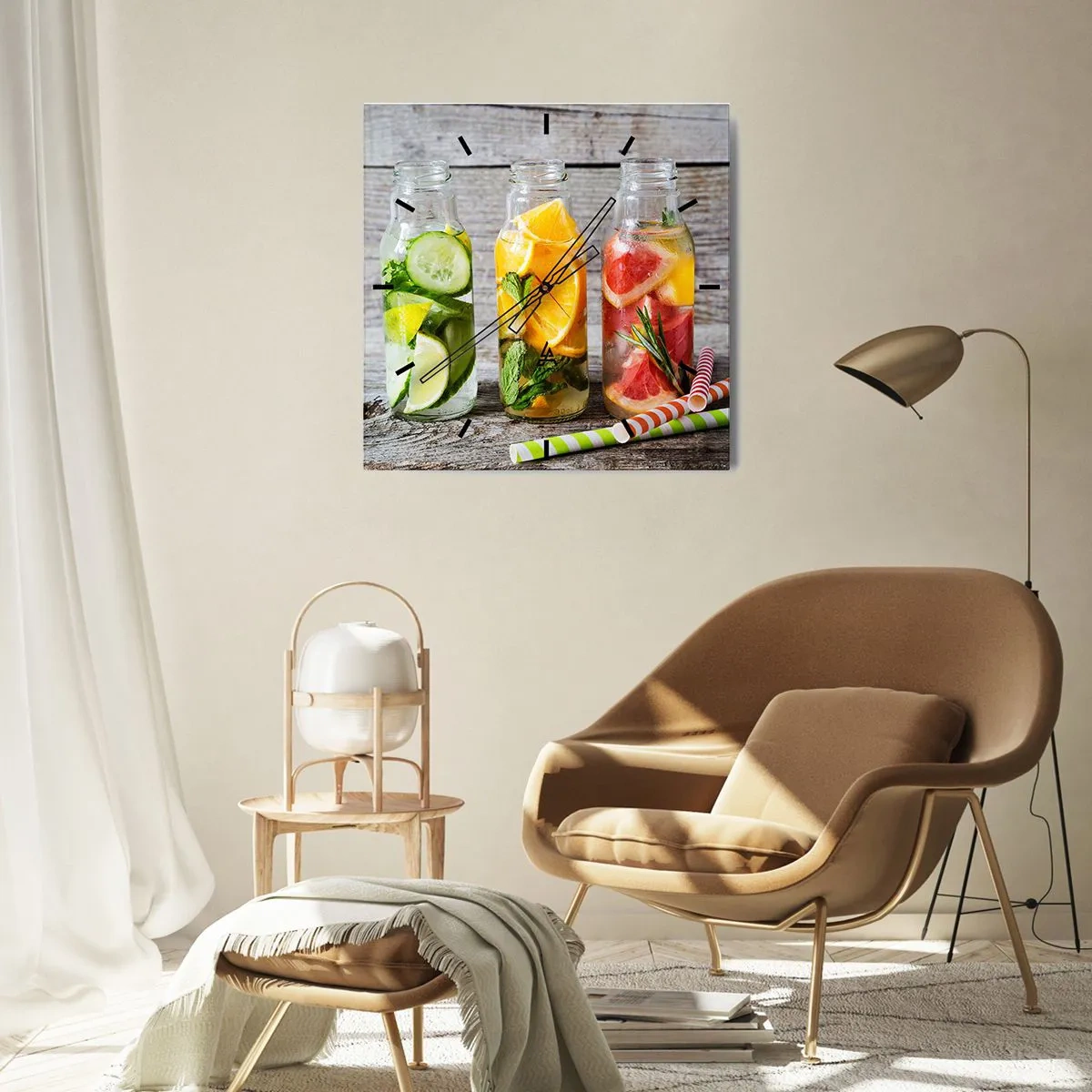 Väggklocka - Klocka på glas - Hälsa ur naturen - 30x30 cm