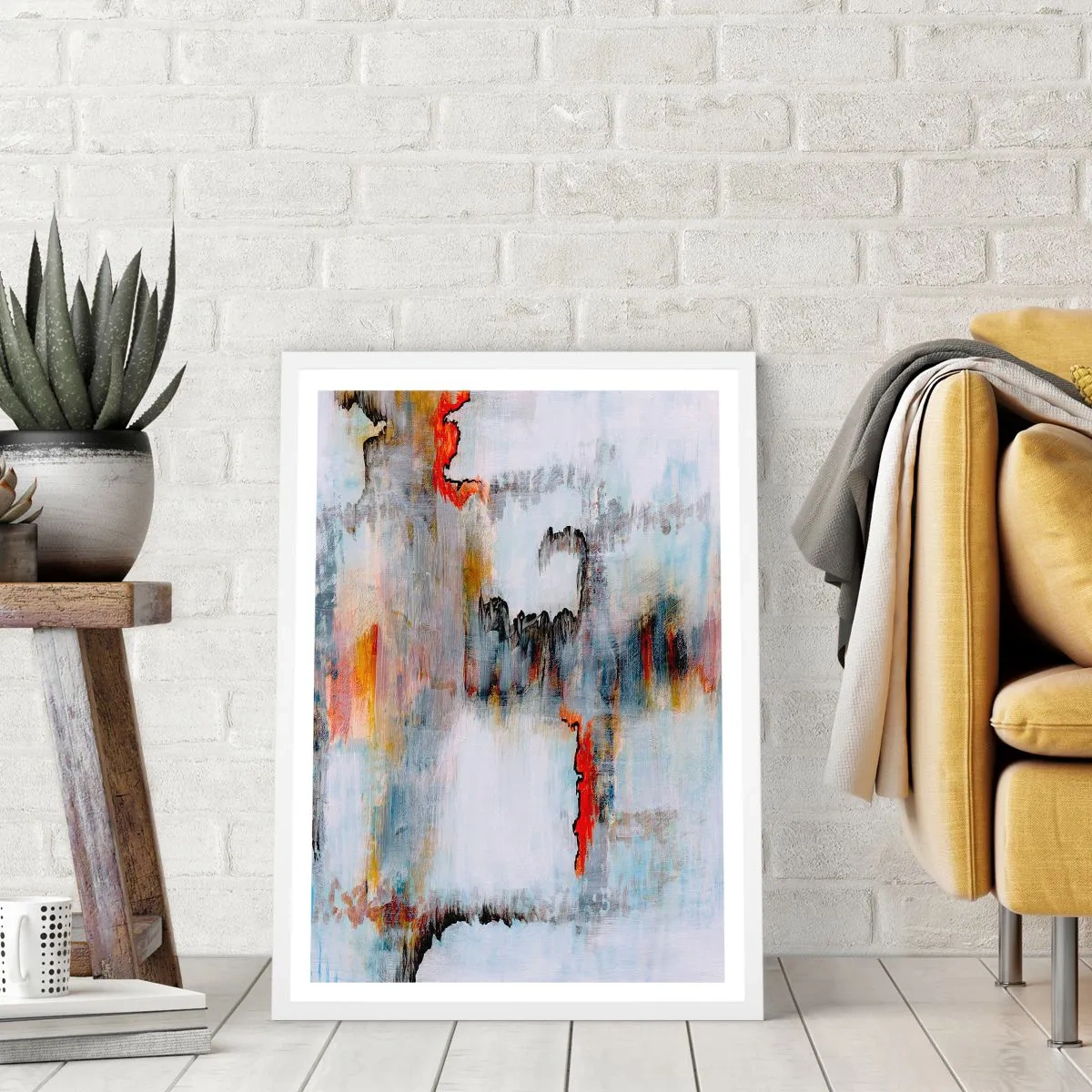 Affisch i vit ram - Med pinne på vatten - 70x100 cm