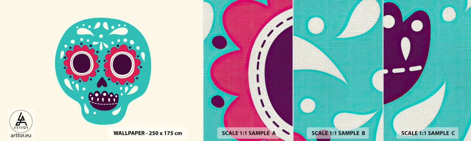 Provbit av fototapet Premium Canvas - Livet - nöje till döden - Skalle, Mexiko, Mexikansk - 100x30 cm