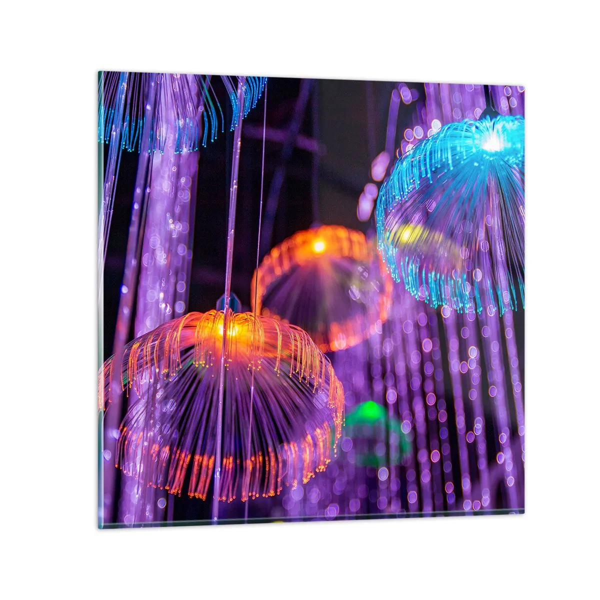 Glastavla - Bild på glas - Lysande fontän - 40x40 cm