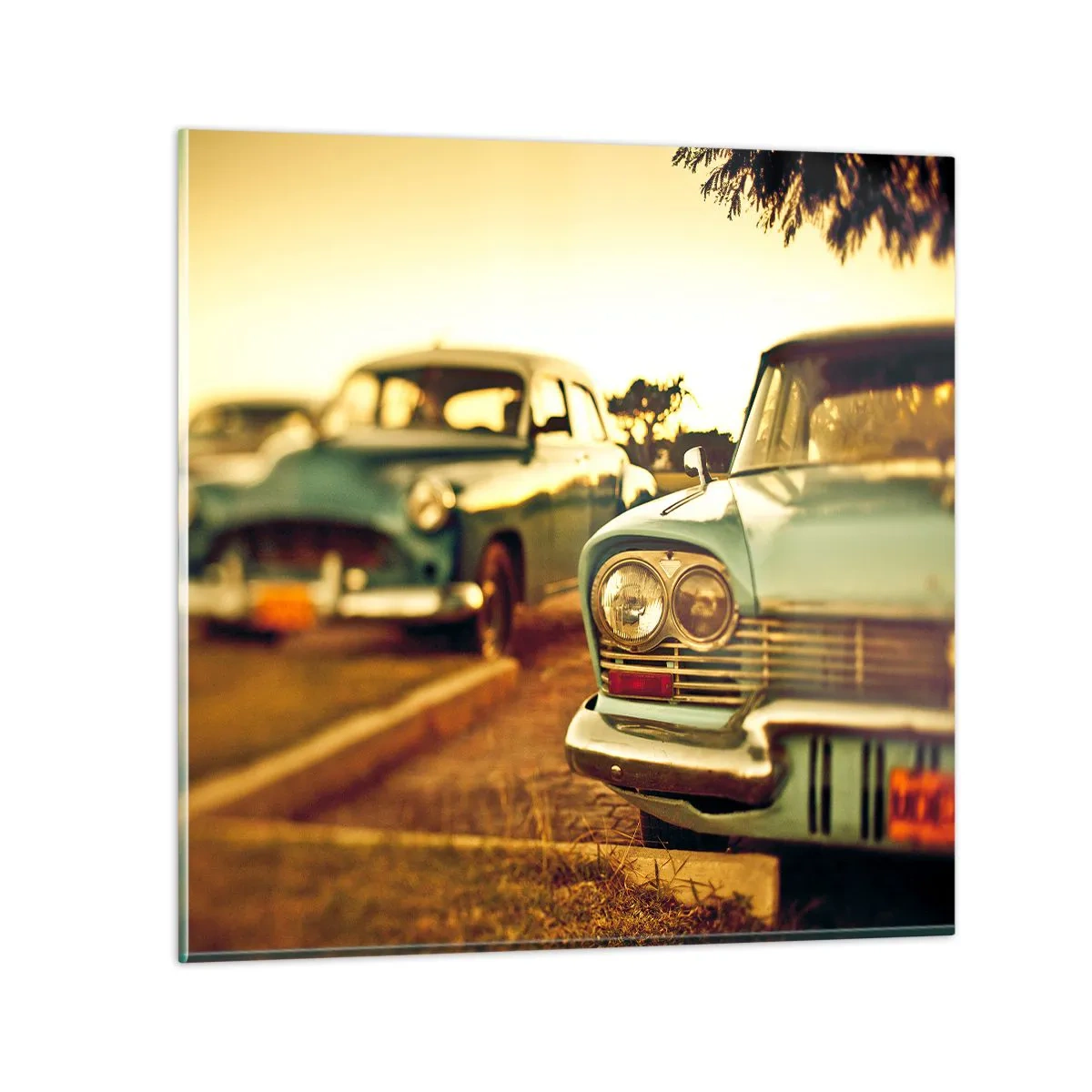 Glastavla - Bild på glas - Vi väntar och ser - 50x50 cm