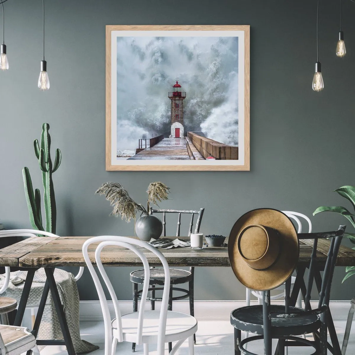 Affisch i ram av ljusek - Vattnets vrål, vindens skrik - 60x60 cm