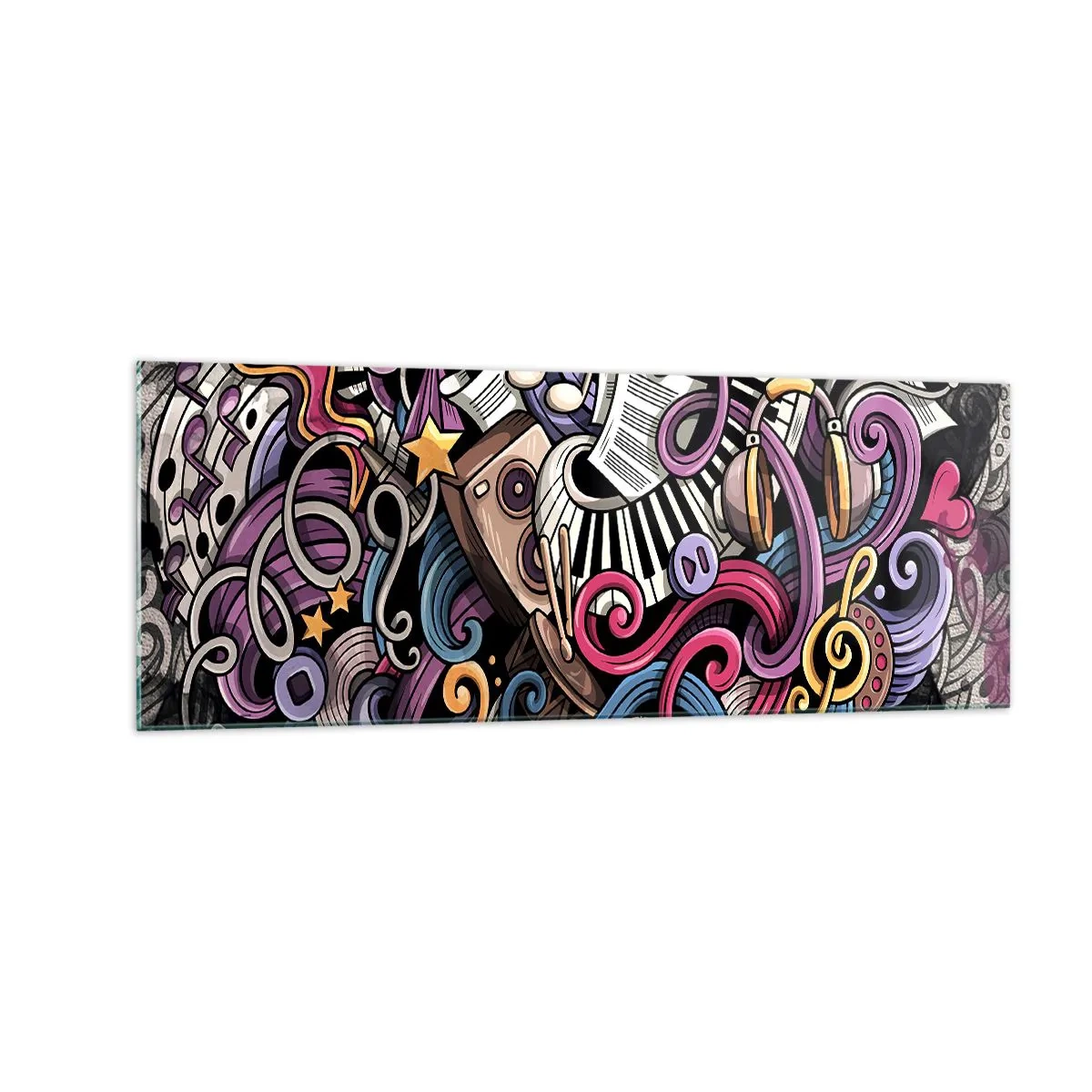 Glastavla - Bild på glas - Komplicerad melodi - 140x50 cm
