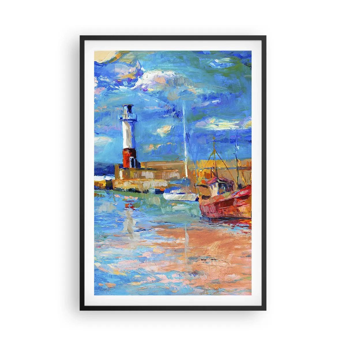 Affisch i svart ram - Eftermiddag i regnbågsviken - 61x91 cm