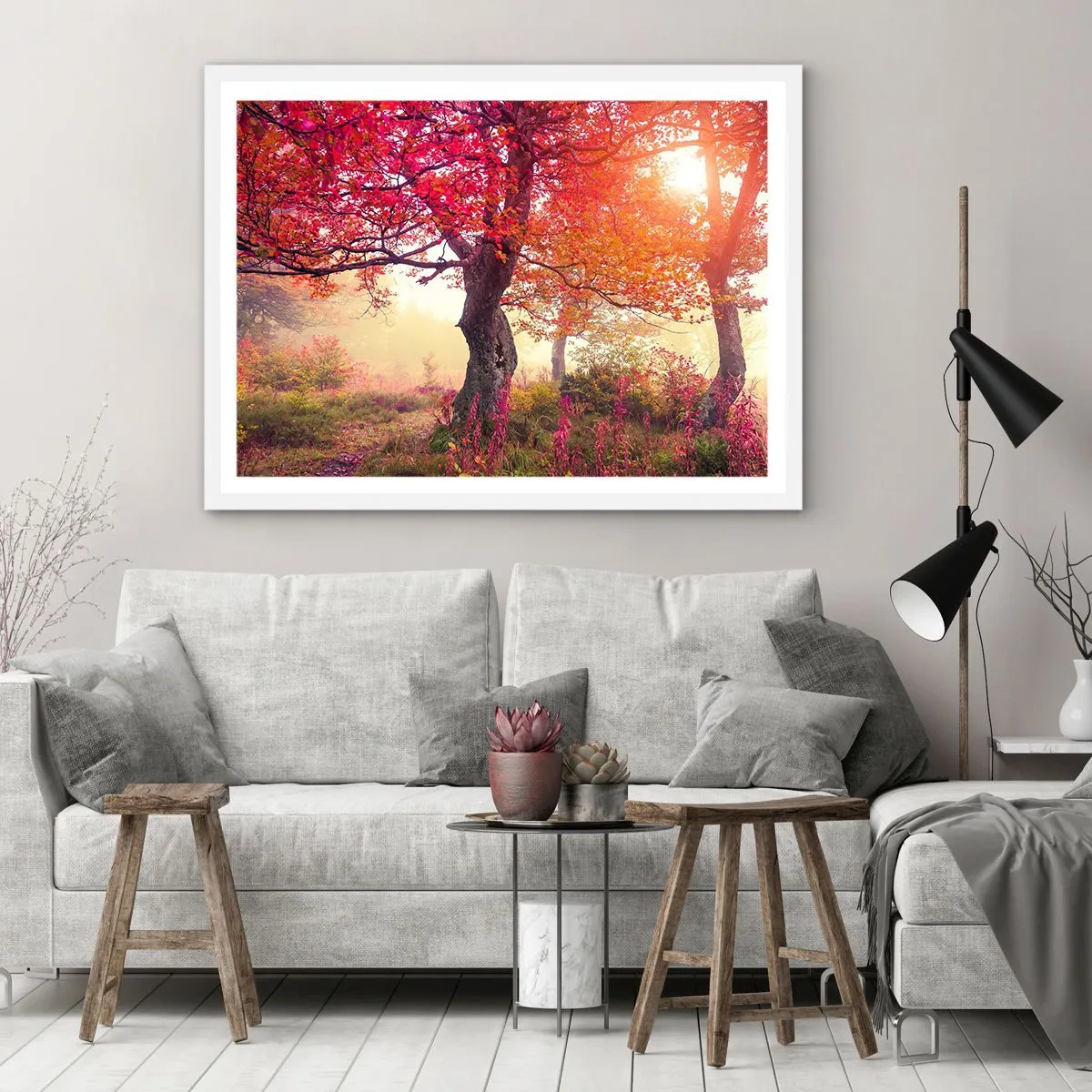 Affisch i vit ram - Våldsam blommande - 70x50 cm
