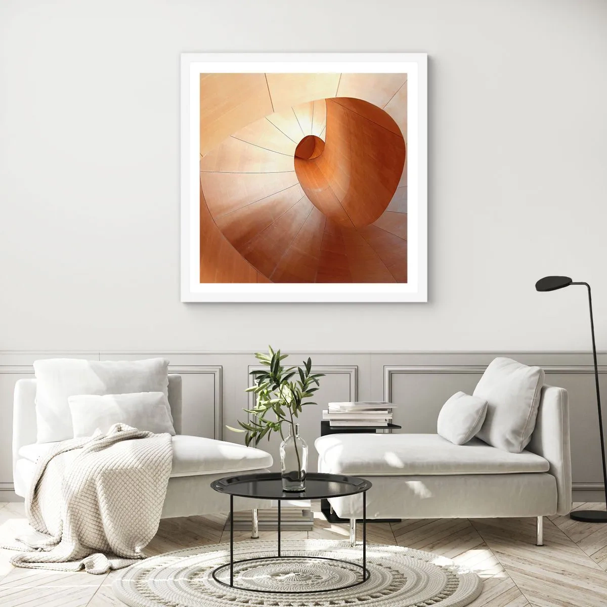 Affisch i vit ram - Arkitektonisk serpentin - 50x50 cm