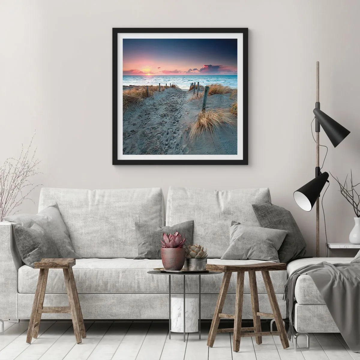 Affisch i svart ram - Utspilld skenregnbåge... - 40x40 cm