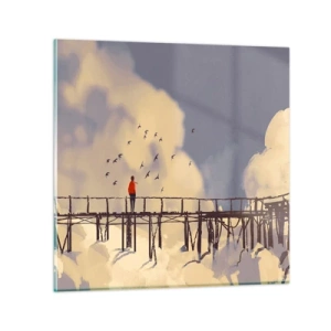 Glastavla - Bild på glas - Blå saknad - 40x40 cm