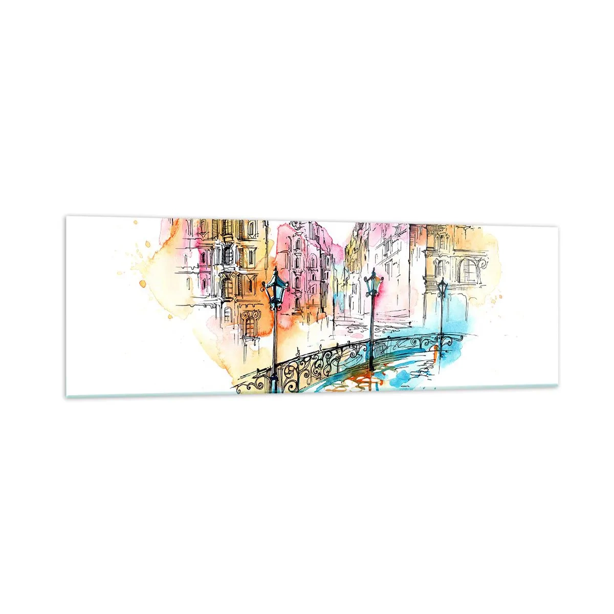 Glastavla - Bild på glas - Stadens hjärta - 160x50 cm