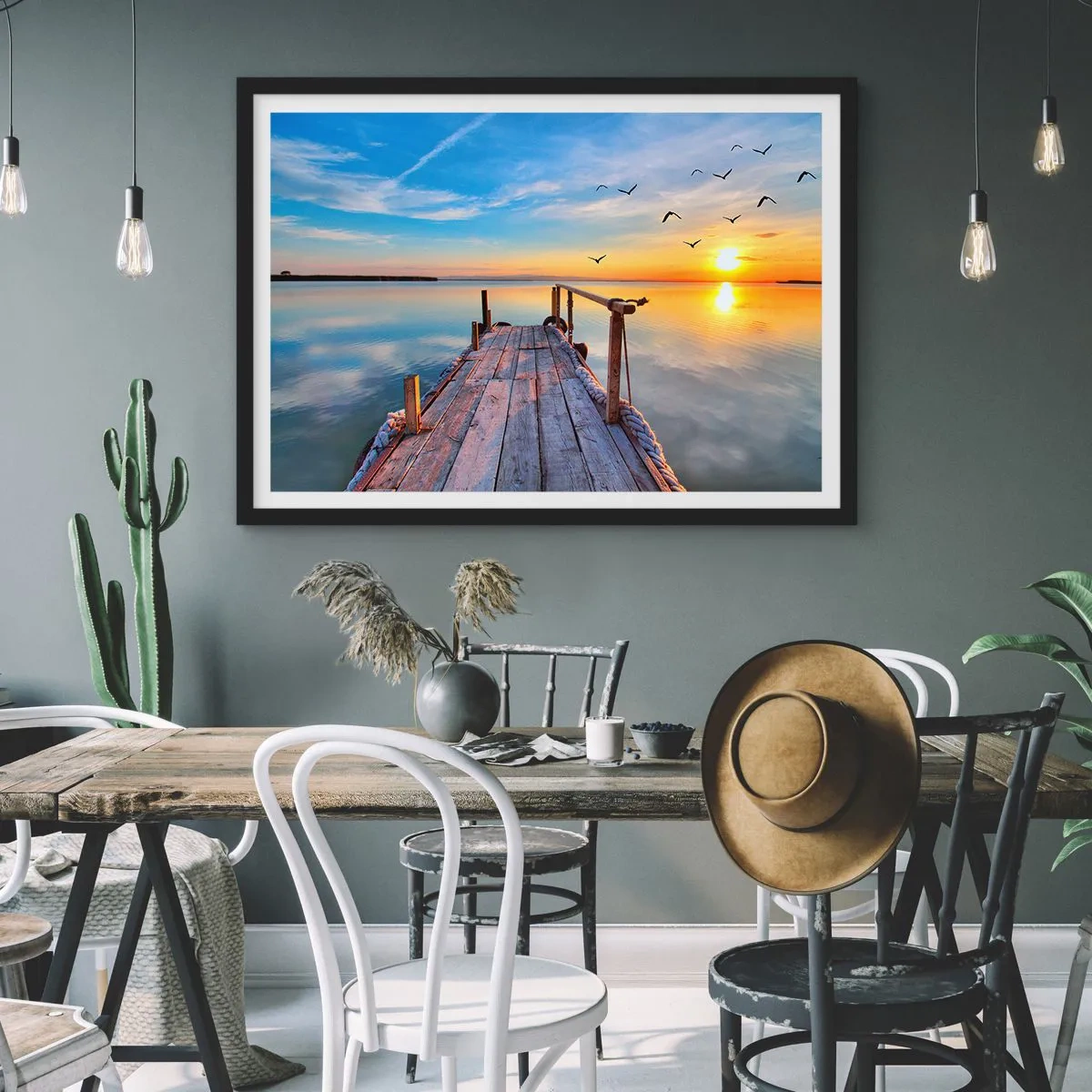 Affisch i svart ram - Gå mot solen - 100x70 cm