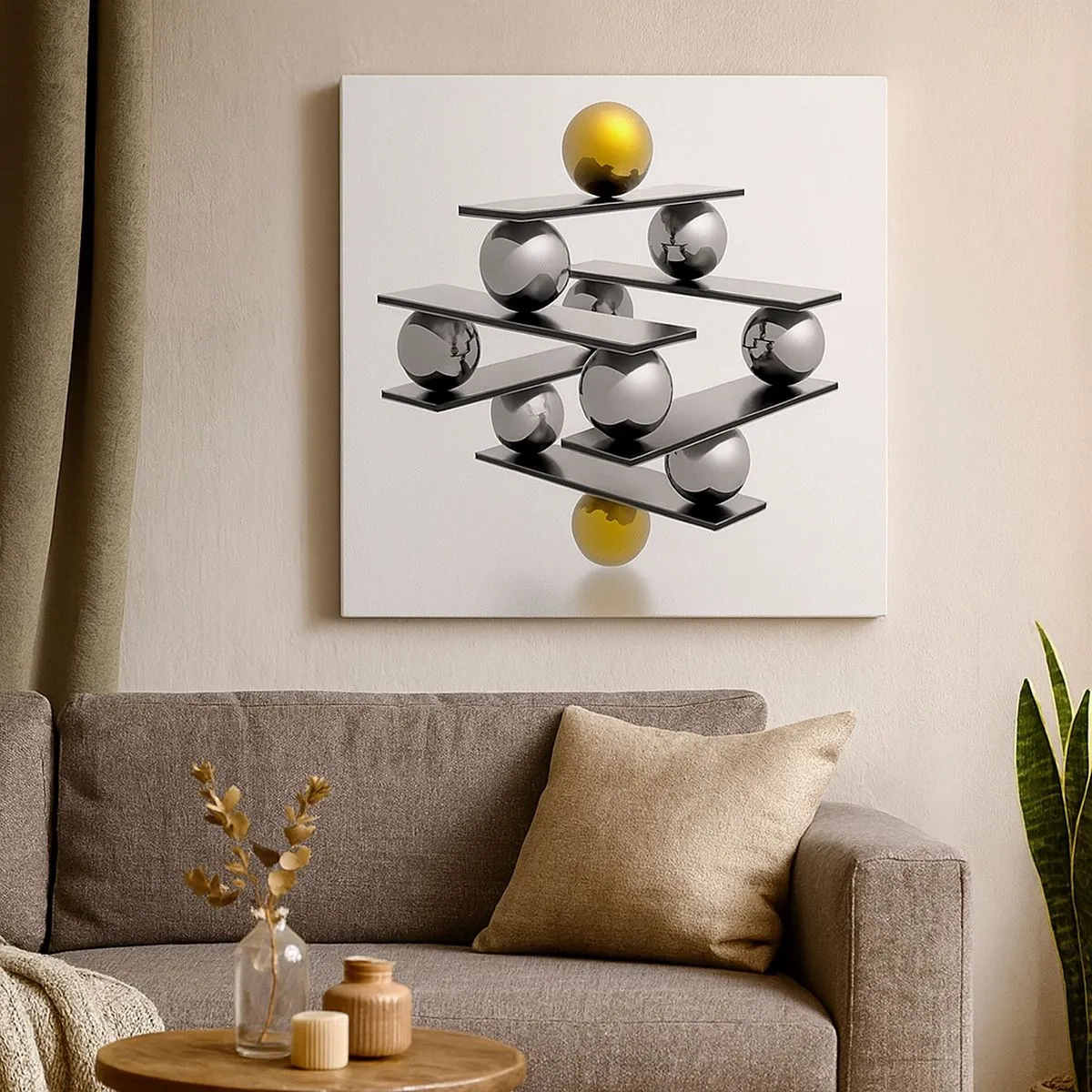 Canvastavla - Bild på duk - Guld-silver balans - 30x30 cm