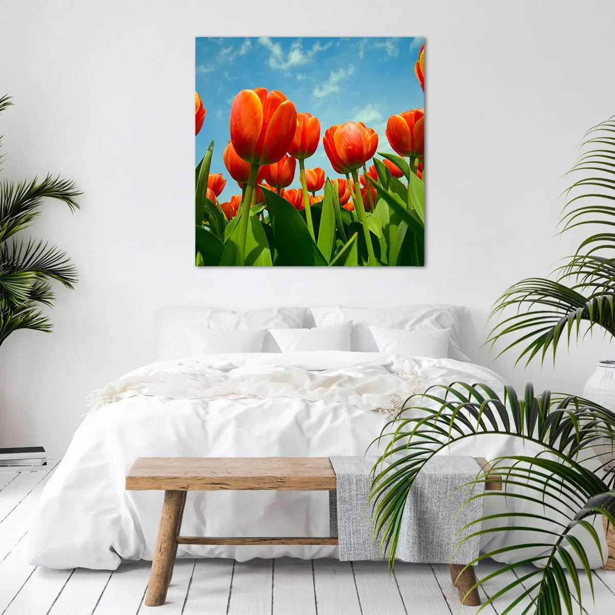 Canvastavla - Bild på duk - Förutom blå himmel behöver vi inget annat i livet - 40x40 cm