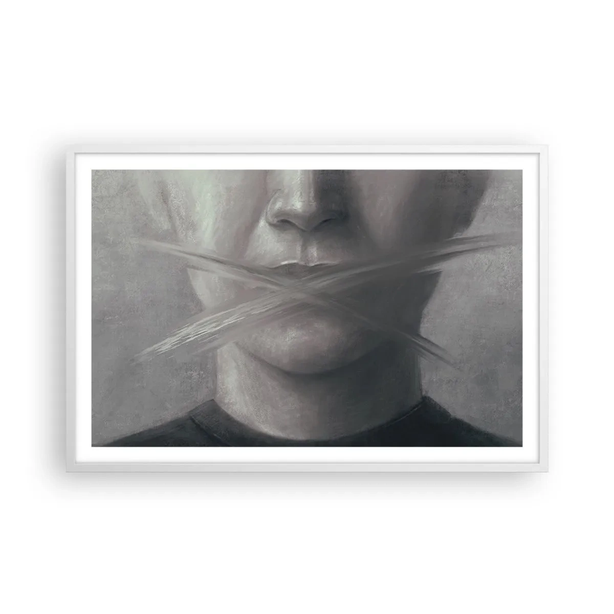 Affisch i vit ram - Inte ett ord - 91x61 cm