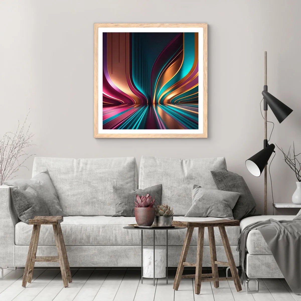 Affisch i ram av ljusek - Ljusets arkitektur - 60x60 cm