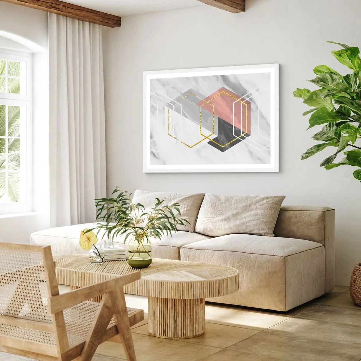 Affisch i vit ram - Kedjekomposition - 100x70 cm