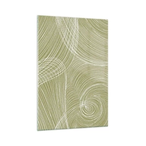 Glastavla - Bild på glas - Intrikat abstraktion i vitt - 70x100 cm